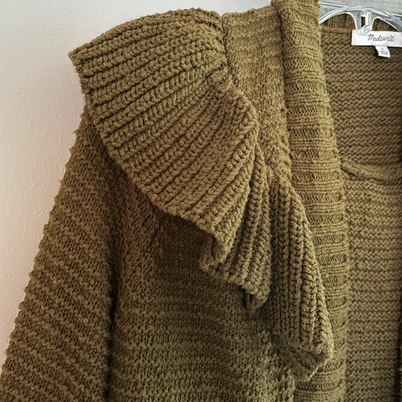 Madewell heavy knit open front cardigan with large ruffle - Picture 4 of 10